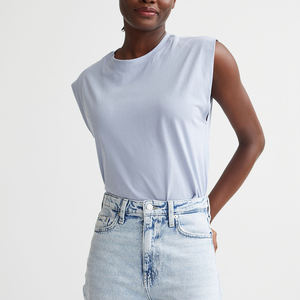 Vente en gros T-shirt uni surdimensionné pour femmes 100% coton T-shirts vierges imprimés avec logo personnalisé - Product Image 1