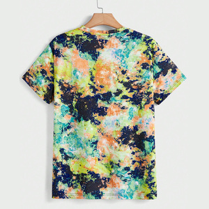 T-shirts d'été personnalisés à teinture par cravate pour hommes vêtements de mode en coton OEM respirants avec marque privée et logo personnalisé - Product Image 2