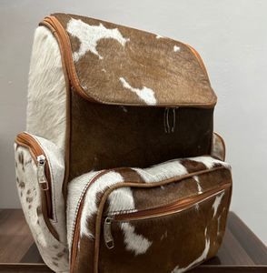 กระเป๋าเป้สะพายหลังหนังวัวตะวันตกทำด้วยมือกระเป๋าเดินทางหนังแท้พร้อมสายรัดที่ถอดออกได้และฝาปิดซิป - Product Image 1