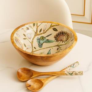 Bol en bois avec cuillère et impression personnalisée en émail - design luxueux - écologique - Product Image 1