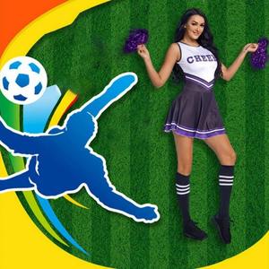 Ensemble d'uniformes de cheerleading pour filles imprimés de haute qualité, couleur personnalisée, 100% polyester, séchage rapide, compétition scolaire, entraînement, danse - Product Image 2