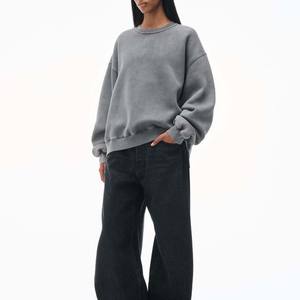 Sweats à col rond formels pour femmes tissu tricoté coton polaire haute qualité Logo personnalisé conception automne hiver avant - Product Image 5