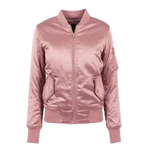 Windproof Quick Dry Breathable Canvas Fabric Regular <b>Length</b> Plain Dyed Knitted Satin Women's Varsity Jacket - Product Image 5