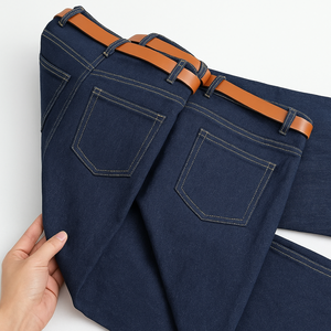 Jeans taille haute pour femmes, jambe droite, pantalon en denim extensible ample, style décontracté, pantalon à jambes larges - Product Image 3