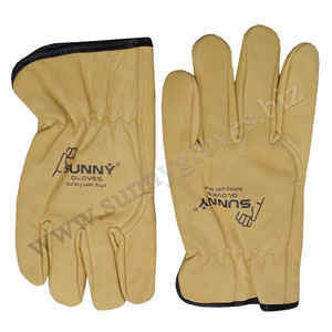 ถุงมือขับรถหนังลายกวางสำหรับทำงานหนังแท้สีทองแบบ100% - Product Image 1