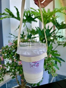 Portable <b>Bamboo</b> <b>Cup</b> Holder for Takeaway Coffee Shop and Bubble Tea Drink Carrier - Product Image 2