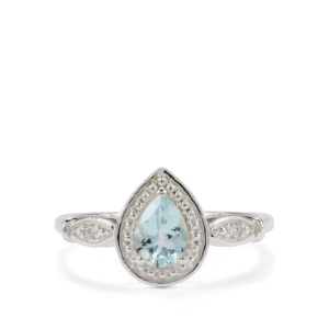 Anillo de Plata de Ley Chapado en Rodio con Aguamarina de Corte Radiante y Circonita Blanca de 0.60ct, Joyería Geométrica - Product Image 2