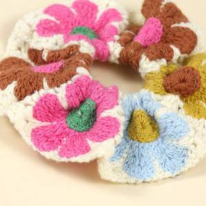 Handmade Korean Style <b>Flower</b> Cotton Knitted Scrunchie High-End <b>Sweet</b> Elastic Band Ponytail Hair Tie by Acki - Product Image 4