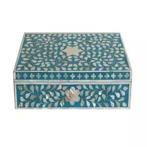 Boîte de rangement en incrustation d'os décoratif indien ou boîte en nacre de bijoux en os incrustation de résine d'os nouveau design boîte de bureau décorative - Product Image 2