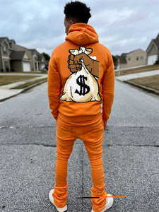 Conjunto de chándal bordado de chenilla estampado de talla grande personalizado unisex, ecológico, de secado rápido, transpirable, lavado ácido, para adultos - Product Image 2