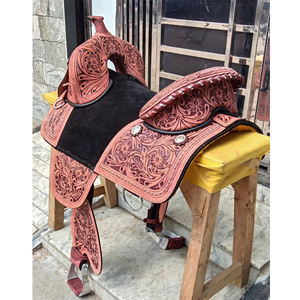 Selle de cheval sans arçon en cuir de qualité supérieure pour le Western Pleasure, le Trail et le Barrel Racing - Product Image 3