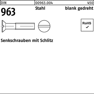 Countersunk Slotted <b>Screws</b> DIN 963 M1.6 X 6mm Steel 100 Pieces - Product Image 1