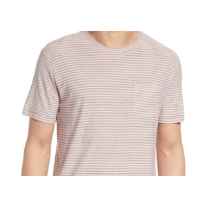 T-shirt Valencia a righe con taschino in cotone organico e canapa indigo rosa, tinto in filo e serigrafato, taglia XL, 200 grammi, tessuto a maglia - Product Image 2