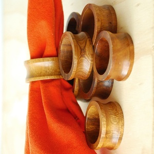 Anneaux de serviette en bois faits à la main naturel rustique Table à manger décor accessoires de fête de mariage anneaux de Table en bois écologiques - Product Image 2