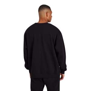 Jersey de cuello redondo de algodón 345GSM 100% para hombre, sudadera con logotipo frontal en negrita bordado, ropa informal de uso diario para invierno, negro - Product Image 2