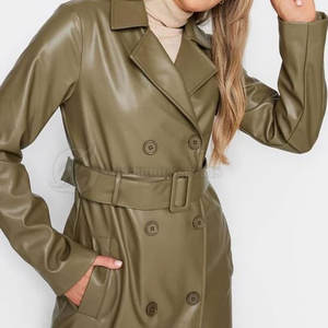 Manteau long en cuir d'agneau respirant pour femmes, 100% cuir véritable - Product Image 5