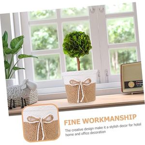 DreamCraft - Juego de 2 Macetas de Mimbre Impermeables para Interiores, Decorativas para el Hogar, Plantas Artificiales, Vegetación - Product Image 4