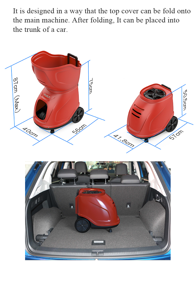 PUSUN PT9001 Tennis Ball Machine Portable Professional Automatic Launcher Tennis Training Equipment APP Control with Battery
