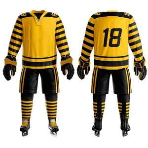 Premium personalizado de secado rápido con cuello en V a rayas hombres Hockey sobre hielo Jersey sublimación impresa OEM conjuntos de ropa deportiva - Product Image 3