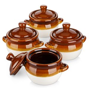 Tazones para Sopa de Cebolla Francesa con Tapa, Asas de Porcelana, Aptos para Microondas y Horno - Product Image 1