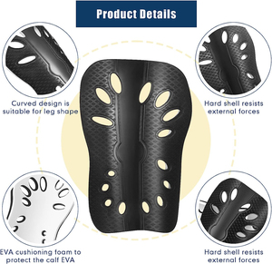 Espinilleras de plástico duradero EVA, protección transpirable para fútbol, espinilleras ligeras en blanco, protegen la salud - Product Image 3