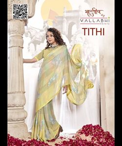 Elegante Sari Banarasi para mujer con seda pura y un impresionante diseño impreso elegante para fiesta de boda - Product Image 3