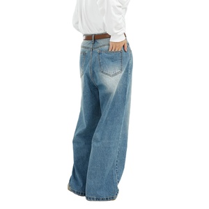 กางเกงยีนส์ขาบานสำหรับผู้ชายสีน้ำเงินเข้มทรงหลวมแฟชั่นใหม่สำหรับผู้ชายไซส์ - Product Image 2