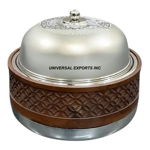 Hotpot de madera de lujo Acabado de nogal Cazuela de diseñador hecha a mano Calidad superior Lujo Nuevo calentador de alimentos de metal - Product Image 1