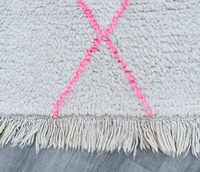 Magnifique tapis de couloir marocain Beni Ourain blanc et rose, fait main, en laine véritable, grand format, authentique, style berbère, lavable, OEM