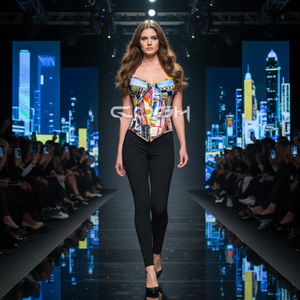 Corset en satin imprimé de haute qualité, style New York City, fabricant OEM/ODM, grossiste exportateur - Product Image 4