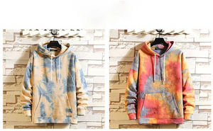 เสื้อฮู้ดดี้สตรีทแวร์ลายมัดย้อมสีฟอก สำหรับผู้หญิงและผู้ชาย ผ้าฟลีซ 100% ผ้าฝ้าย ปรับแต่งได้ - Product Image 6