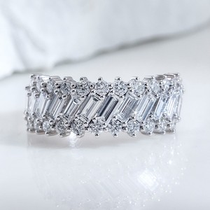 IGI Certified CVD HPHT Lab Grown <b>Emerald</b> Cut Channel Set <b>Ring</b> Sterling Silver Rose Gold Plated Eternity <b>Ring</b> for <b>Men</b> Women - Product Image 1