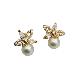 ชุดต่างหูสีโรสโกลด์พร้อมชุดต่างหูแฮนด์เมดดีไซน์รูปดอกไม้ - Product Image 1