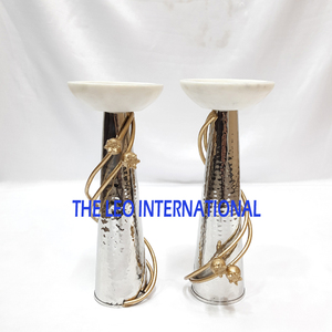 Ensemble unique de bougeoir de bougie de conception de branche en béton avec bougeoir en métal plaqué or de la meilleure qualité à un prix raisonnable - Product Image 4