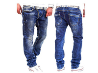 Jeans respirants style italien pour hommes, pantalon à badge détruit en détresse, patchs artistiques, jeans en denim skinny motard