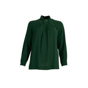 Blusa Verde Bordada para Mujer con Cuello con Volantes, Corte Holgado, Ideal para Fiestas - Product Image 1