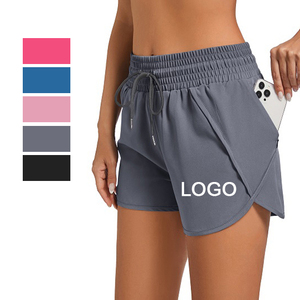 2024 Oem Custom Summer Breathable Lining Running Gym <b>Drawstring</b> Elastic Waist Shorts Women With Pocket - Product Image 1