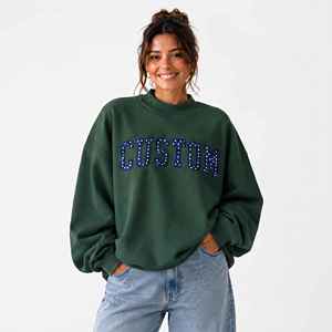 Sweat-shirt à col montant réversible surdimensionné pour femmes, avec patch brodé personnalisé, respirant, pull pour femmes - Product Image 1