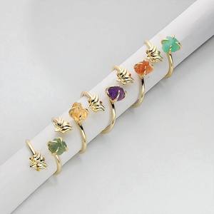 Lotus Rough Amethyst Gemstone Ring - Prong Set Gemstone Anillo al por mayor-925 Silver Gold Vermeil Ring - Product Image 2