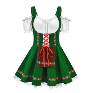 LUXE วินเทจ-แรงบันดาลใจกูตูร์เดรส dirndl บนหุ่นพร้อมปักลายลูกไม้ผ้ากันเปื้อนเหนือกระโปรงบลัชออน - Product Image 6