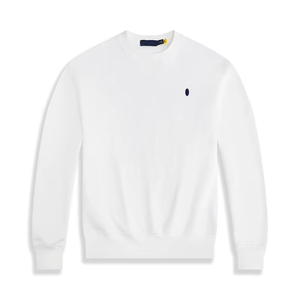 Sudadera Blanca de Cuello Redondo para Hombre, Corte Regular, 100% Algodón, Tejido de Punto, Informal, Color Sólido, Logotipo Frontal, Ropa de Otoño - Product Image 1