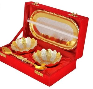 Juego de Bandejas para Frutos Secos Modernas Hechas a Mano, Artesanía India, Acabado en Oro y Plata, Aluminio con Relieve, Técnica Personalizada para Fiestas - Product Image 4