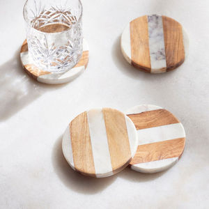 Juego de posavasos de mármol de lujo para bebidas, posavasos de piedra redondos duraderos, accesorios de protección para mesa de comedor y cocina para el hogar - Product Image 2