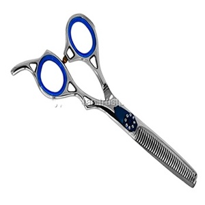 Ciseaux professionnels à effiler les cheveux en acier inoxydable, à lame droite et affûtée, à manche court, pour droitiers, pour usage en salon - Product Image 1