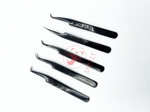 แหนบต่อขนตาไมโครปลายสแตนเลสแบบมืออาชีพเคลือบพลาสม่าสีดำจับกระชับโลโก้ได้ตามต้องการ - Product Image 6