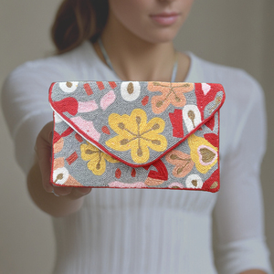 กระเป๋าซิปเปลือกหอยมุกสีฟ้าทำด้วยมือสำหรับผู้หญิงกระเป๋าใส่เหรียญปักลายประดับด้วยลูกปัดมีซิปแฟชั่น - Product Image 4