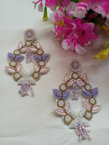 Joyería de moda Pendientes bordados de cuentas de semillas de la India Pendientes hechos a mano para mujeres y niñas Multicolor por glowin fashion - Product Image 5