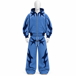 AMSEC INDUSTRY Customized Rhinestones Tracksuit Set Full <b>Zip</b> <b>Hoodie</b> Side <b>Pockets</b> Loose Fit Casual Autumn Style For Sale - Product Image 1