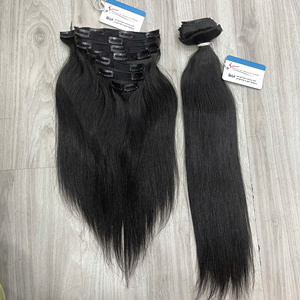 Meilleure vente 2025 Cheveux vietnamiens bruts à cuticules entièrement alignées, sans nœuds, sans perte, couleur naturelle, extensions de cheveux à clips, vente en gros - Product Image 6