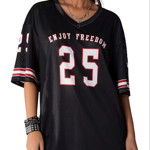 Ropa de baloncesto transpirable de malla Retro con cuello en V Unisex personalizada, camiseta gráfica de gran tamaño a la moda, camiseta cuadrada, impresión por sublimación Y2K - Product Image 1